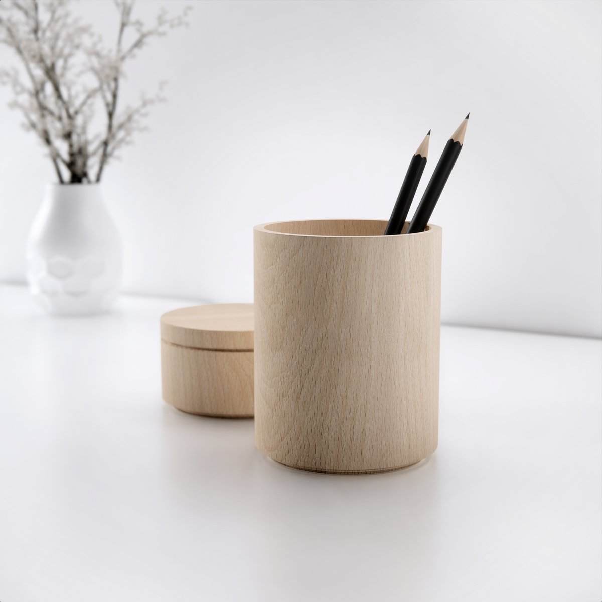 Stapelbarer Schreibtisch-Organizer aus Holz groß
