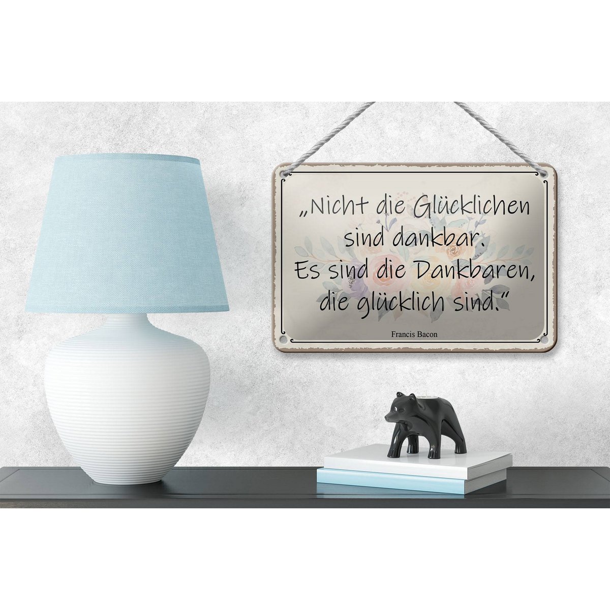 Tin sign saying 18x12cm not happy are grateful decoration