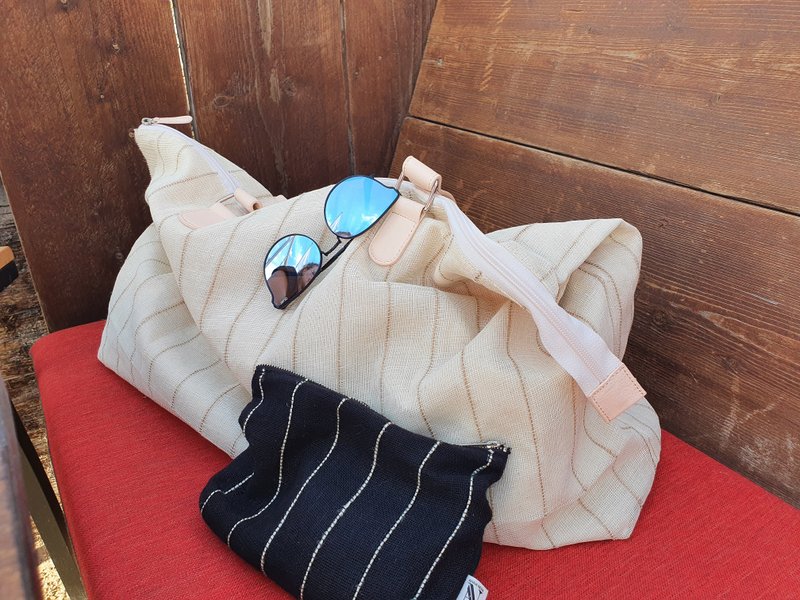 ANNA NERA Fairtrade Big Bag M - Met rits - Strandtas - Weekendtas - Shopper M naturel
