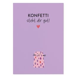 Sjovt kattefødselsdagskort "Konfetti ser godt ud på dig!"