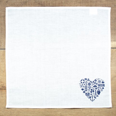 maritime Halbleinen-Serviette Herz "Nordisch by Heart"