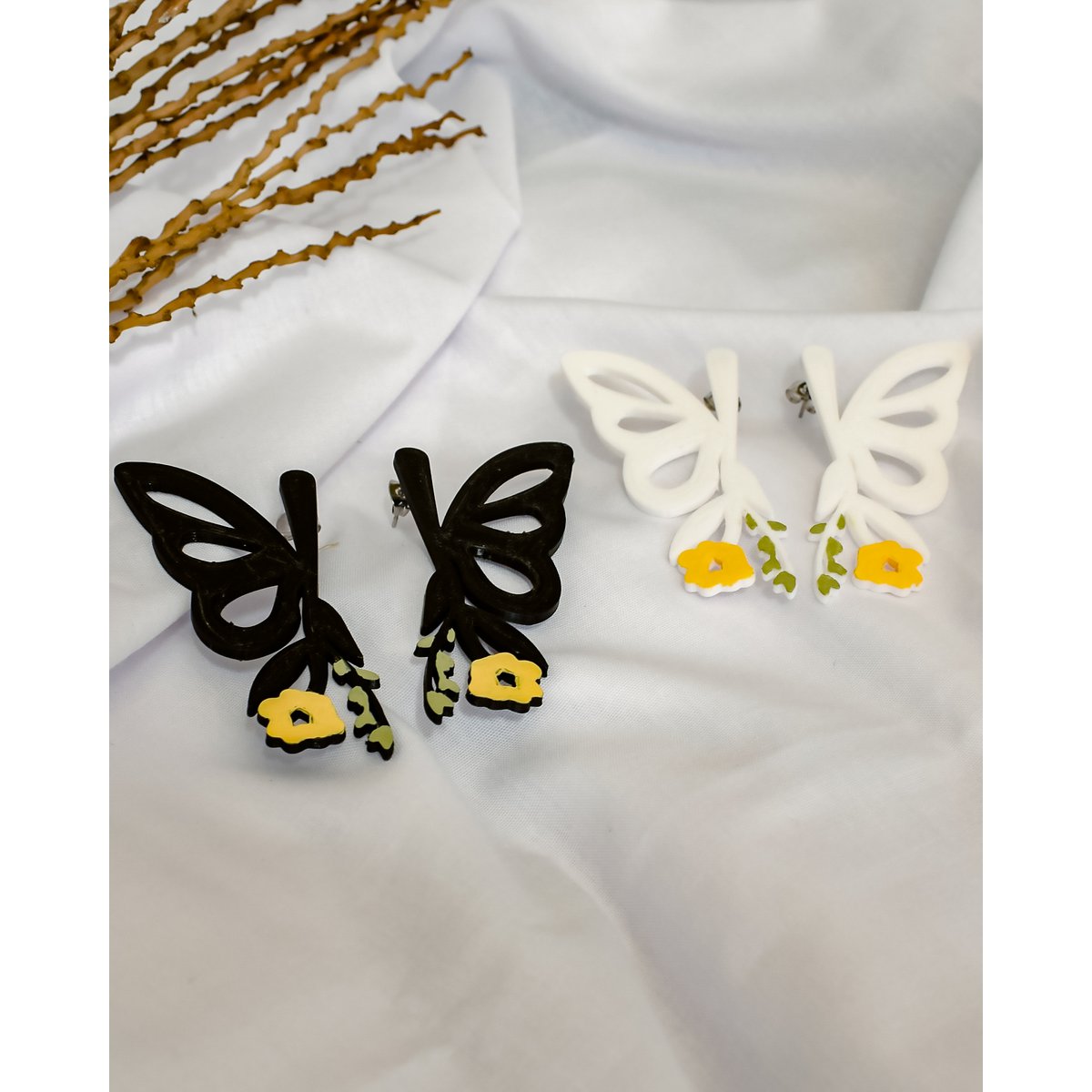 White Butterfly Elegance Earrings
