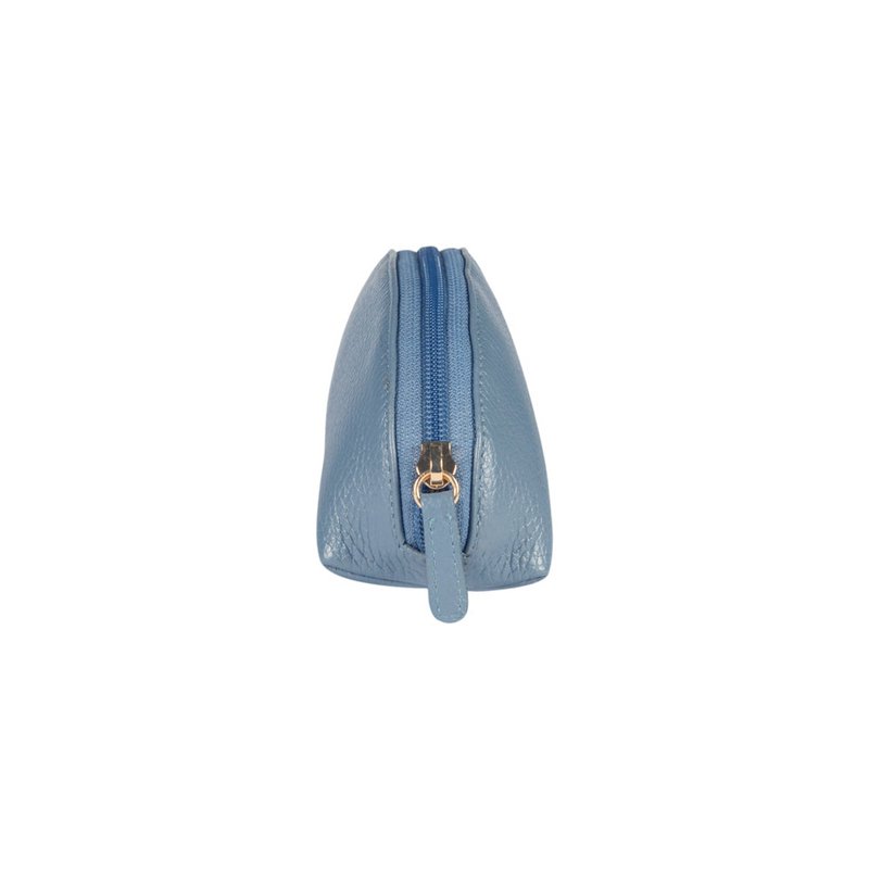 RB1088P | Astuccio/Pochette a Mezzaluna Made in Italy in Vera Pelle grana Dollaro. Colore Avio
