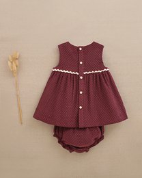 Purple corduroy baby girl dress with matching bloomers P70-11604022