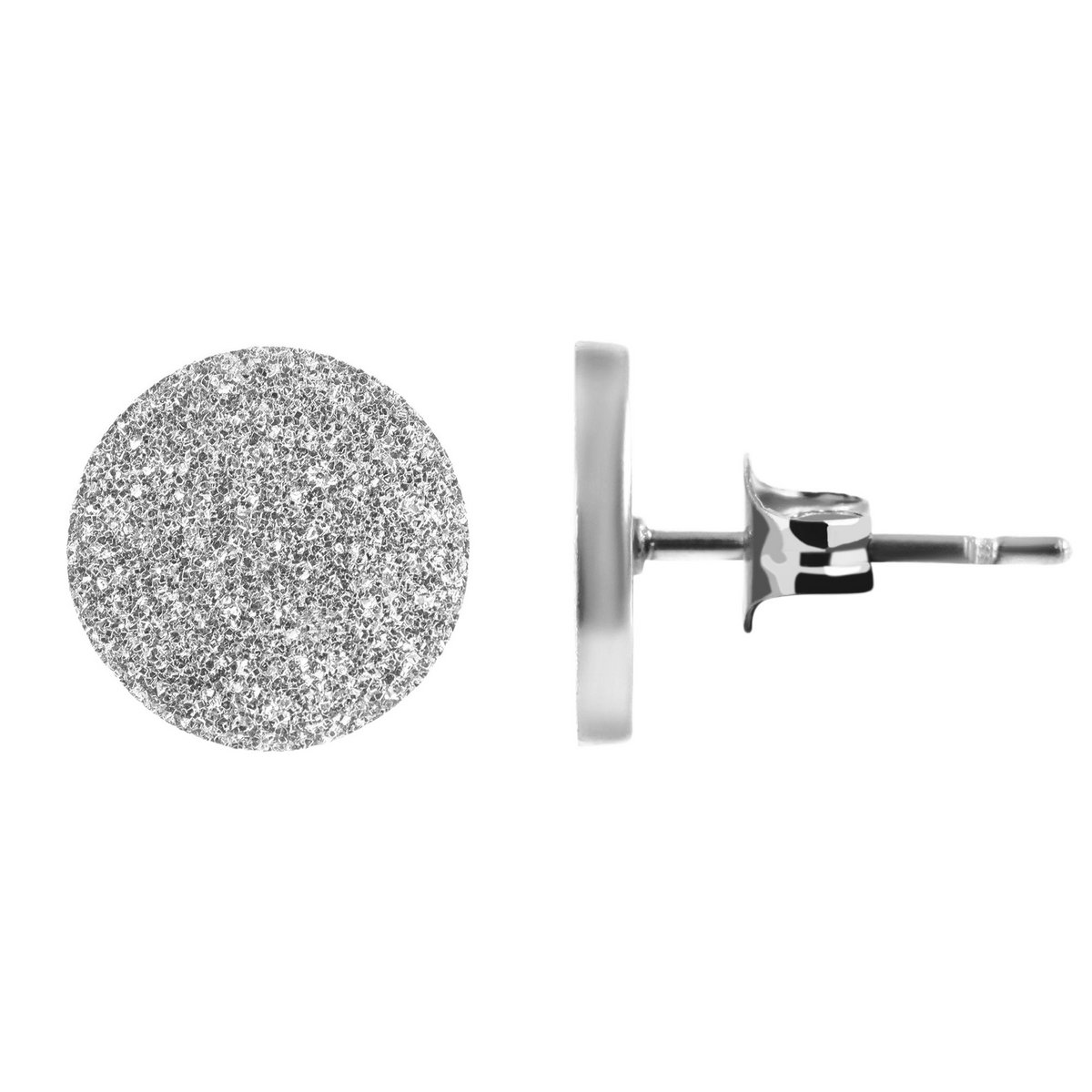 "Cameron", Edelstahl Ohrstecker - Plättchen Ø 10 mm, sandgestrahlt silberfarben