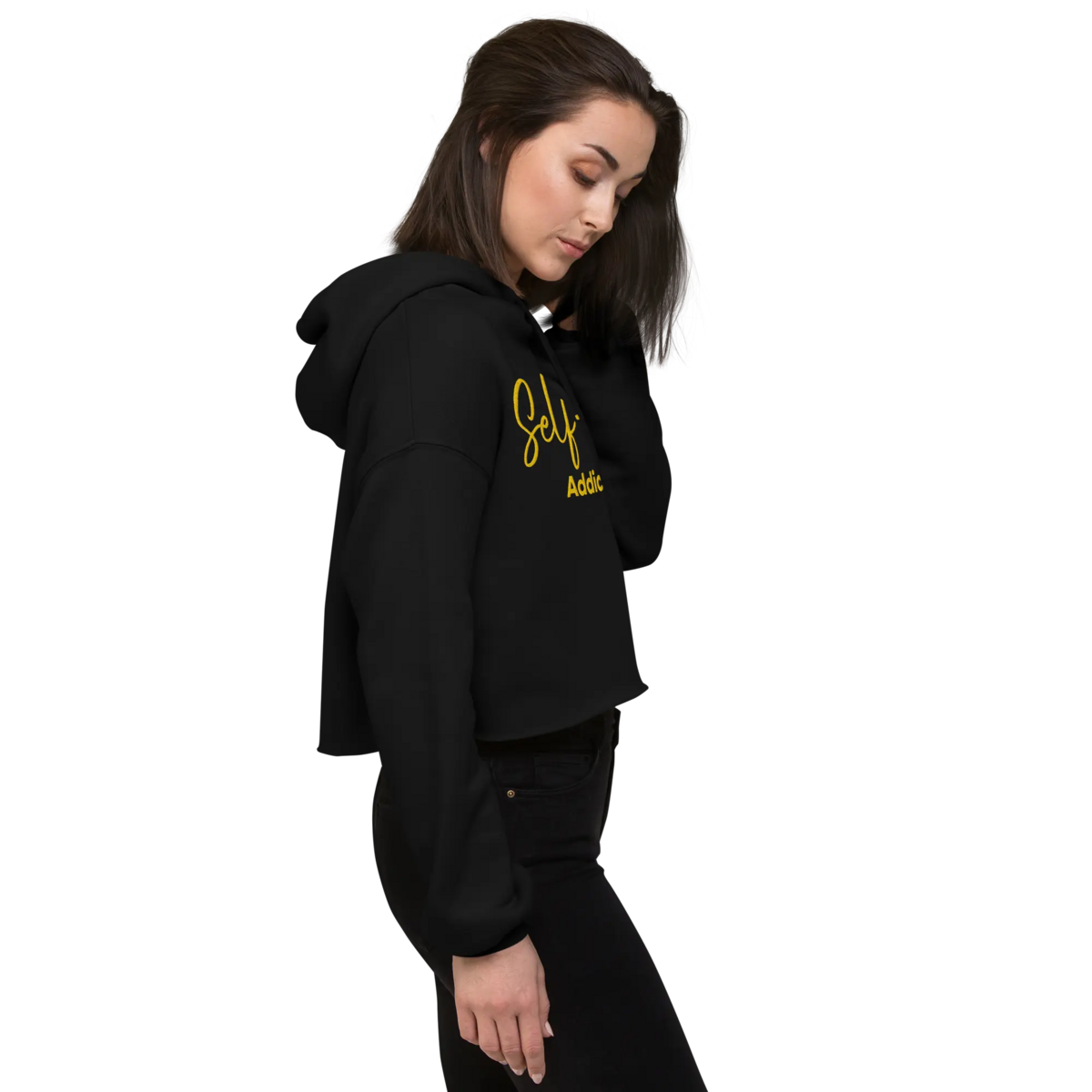 Crop Hoodie – Self Love Addicted mit STICKEREI
