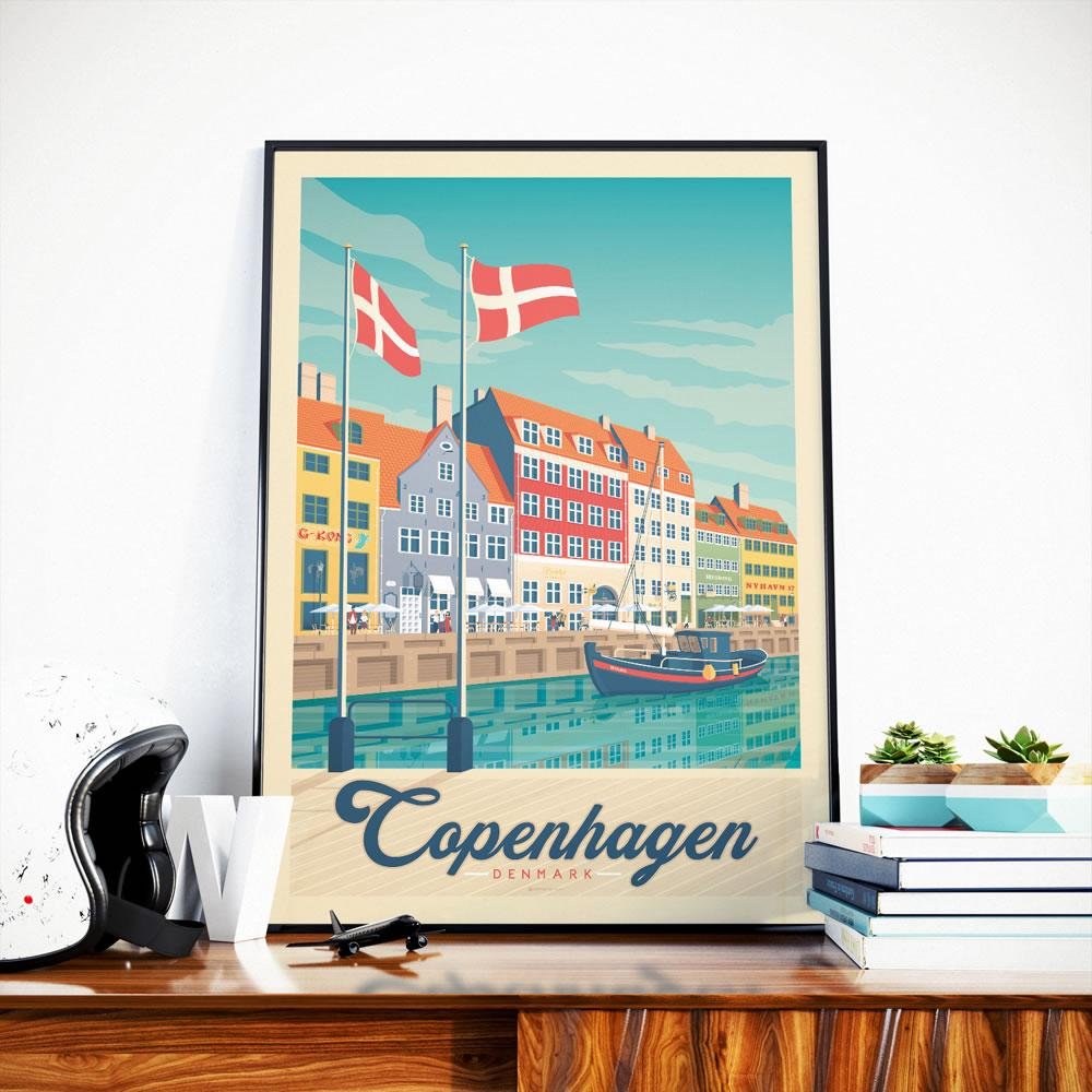 Vintage Kopenhaga Plakat | Plakat Miasto Kopenhaga Dania