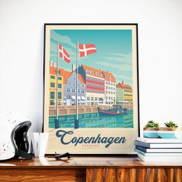 Vintage København plakat | Plakat By København Danmark