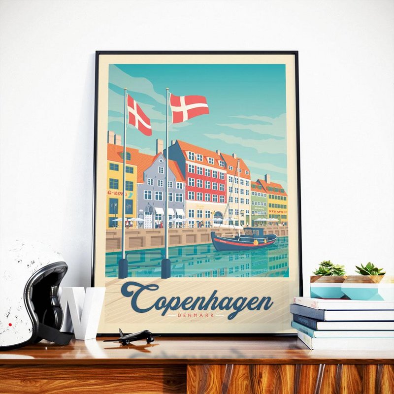 Vintage København plakat | Plakat By København Danmark