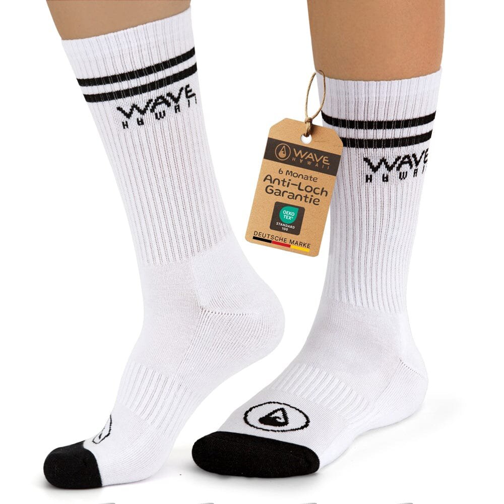 Bomuld Crew Socks Stripes + Logo hvid