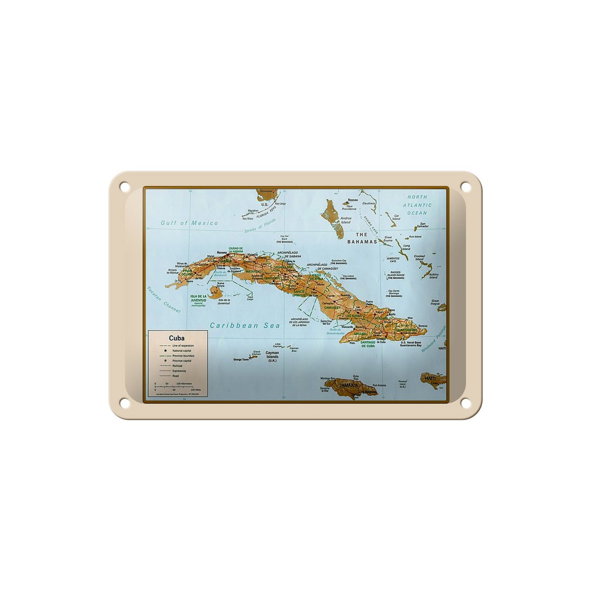 Tin sign Cuba 18x12cm map decoration