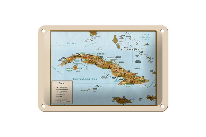 Tin sign Cuba 18x12cm map decoration