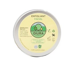 Facial exfoliating cream in 50cc container. Contains natural ingredients like green tea and aloe vera to gently exfoliate and nourish skin.