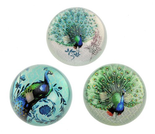 Papirweight Peacock, 3 assorterede