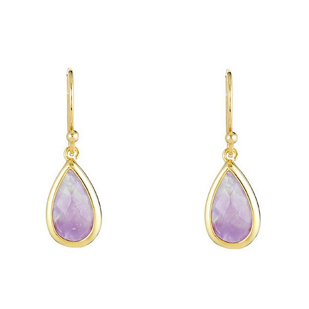 Golden earrings set with a purple amethyst “Lila”