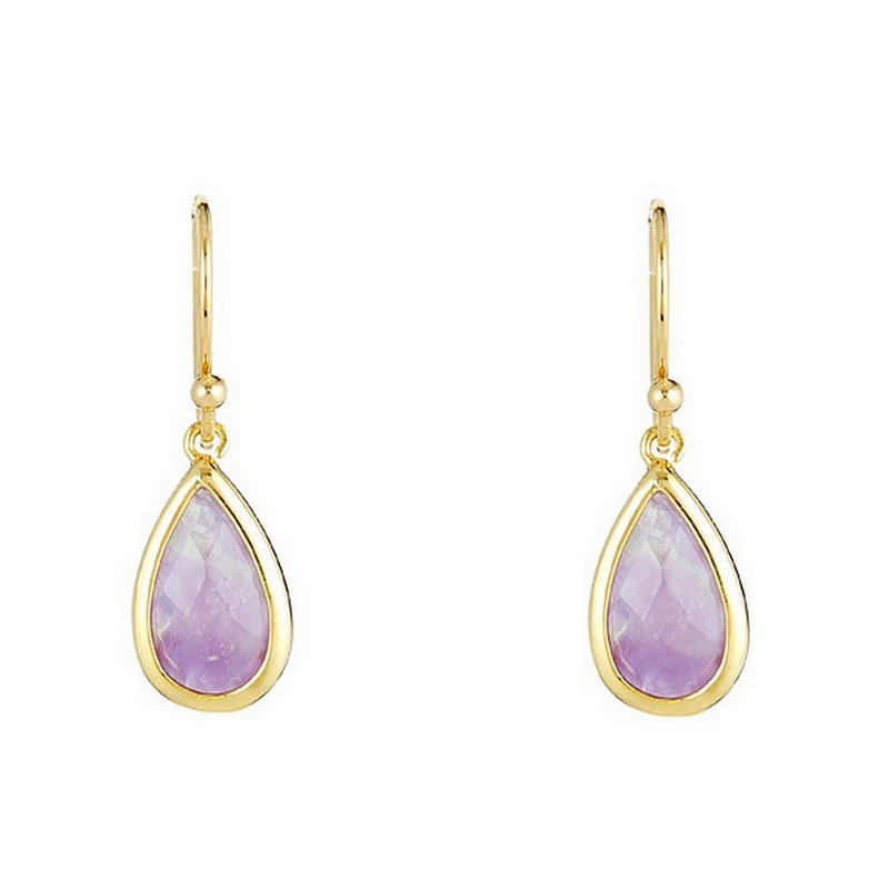 Golden earrings set with a purple amethyst “Lila”