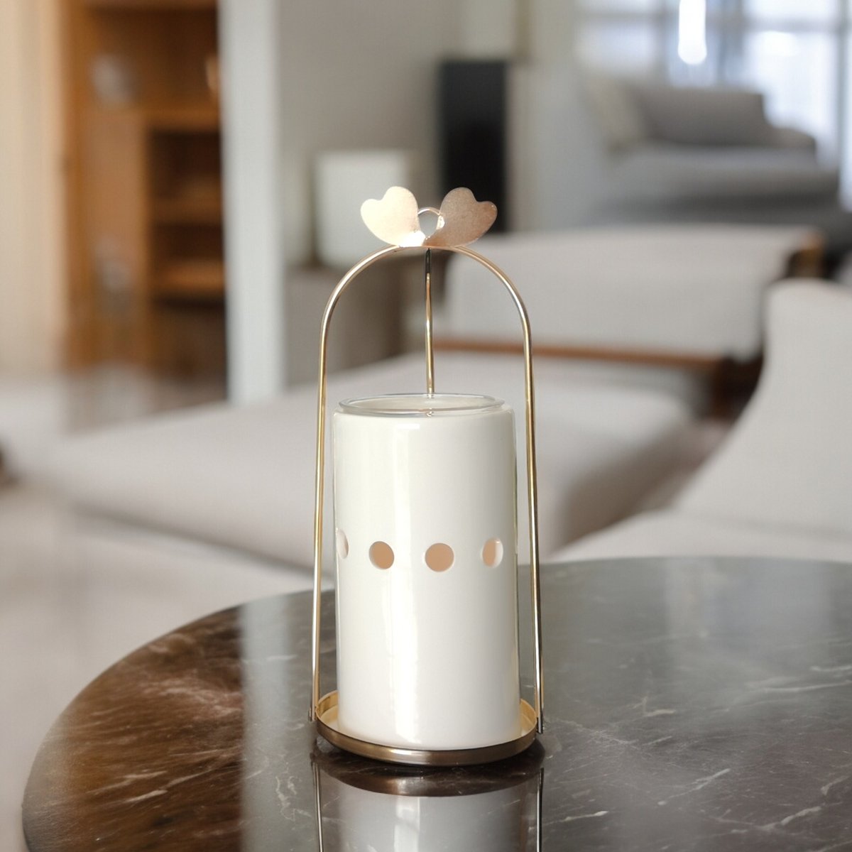 Brûle Parfum Série Inspiration – Cinco – Bougeoir, Fondant Cires Parfumées – en Céramique et Métal – Diffusion Douce – Idée Déco