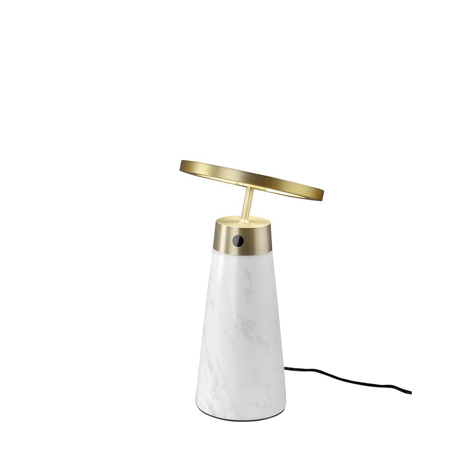 Tischlampe aus Calacatta-Marmor und vergoldetem poliertem Stahl