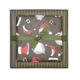 Grünes Weihnachts- Geschenkpapier mit Nikolaus Outfit und grünen Streifen, edles Geschenkpapier Weihnachtsmann , Weihnachts- Geschenkpapier Männer