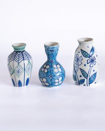 Hand-Painted Ceramic Vase - Set of 3, 4-inch Tall