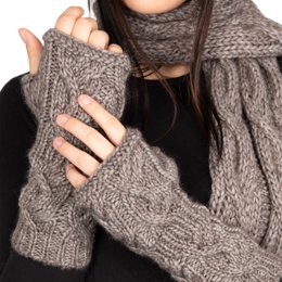 Warm, cozy alpaca wool mittens in a variety of neutral colors. Features a double braided design for added texture and style.