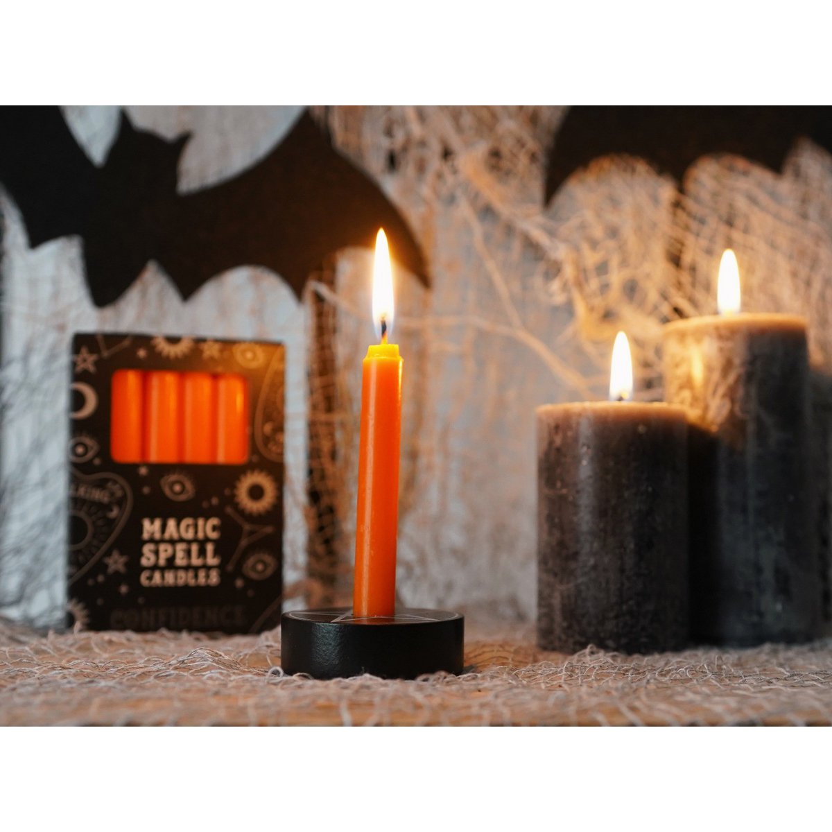 Pack of 12 Orange "Confidence" Spell Candles
