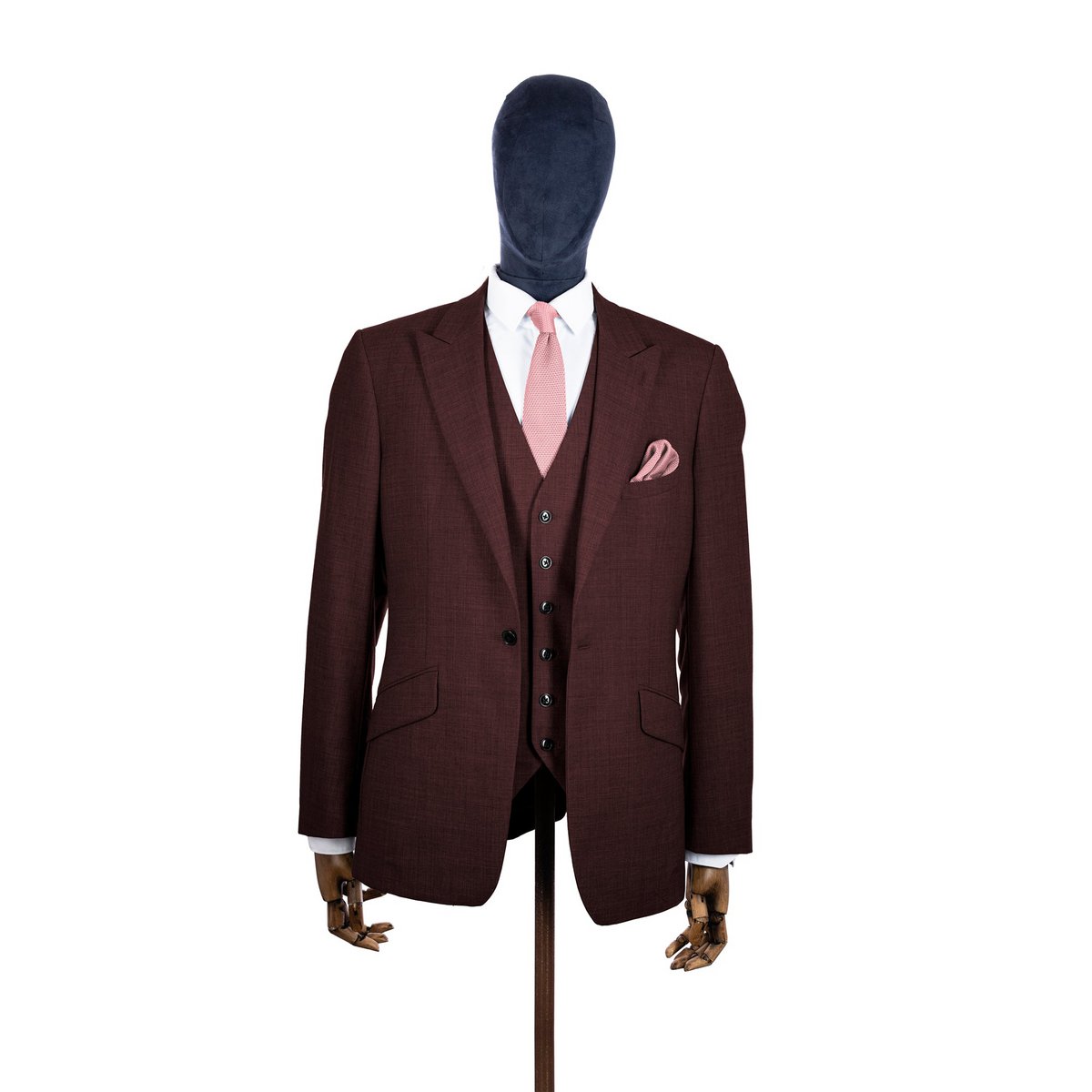 Dusty pink knitted tie and pocket square set