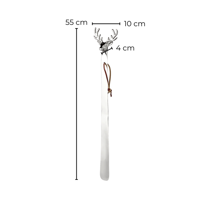 Shoehorn deer L 55 cm, nickel-plated, highly polished
