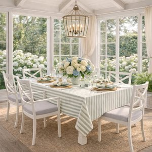 Dandy Green Striped Tablecloth – 130 × 300 cm
