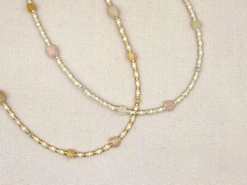 Ketting Kirana gele aventurijn, zilver of goud roestvrijstaal