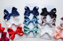 Mittelschleifen-Haarschleifen - Navy, French Blue & Aqua - 3er-Set