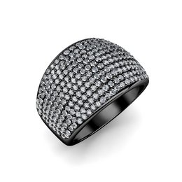 Bague Glamour Metal - Argenté et Gris Antracita