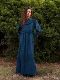 Twilight Blue Tartan pattern Maxi Dress