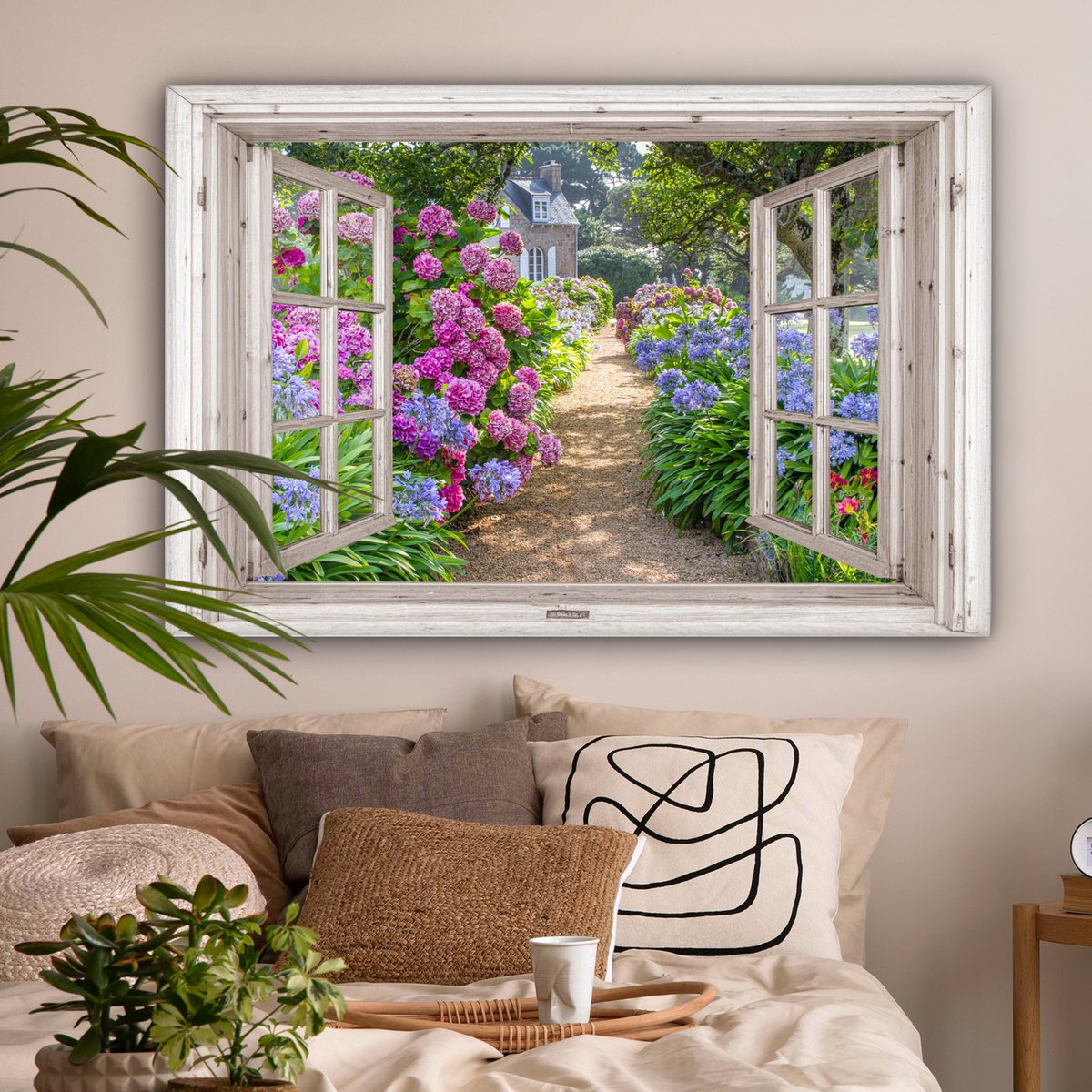 Leinwand Malerei - Wanddekoration - Hortensia - Blick - Blumen - Sommer - Lila - Pad