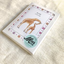 10 biglietti augurali bimbo + bimba con busta - dipinti a mano - cartolina - giraffa mamma e bebè - regalo maternità - formato A6