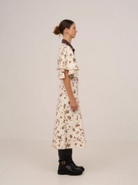 Abito longuette con stampa floreale marrone fiorisce