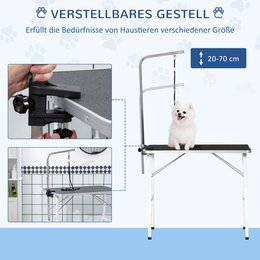Trimming table for dogs, dog grooming table, foldable, pet grooming table with height-adjustable boom, slings, non-slip surface, shearing table up to 150 kg, 91.5 x 61.5 x 76 cm, black