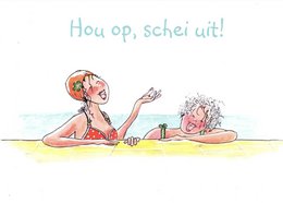 Colorful, whimsical greeting cards featuring playful characters in humorous poses. The cards appear to be part of a series with a consistent artistic style and theme.