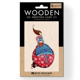 Cozy holidays Christmas Wooden folded greeting card