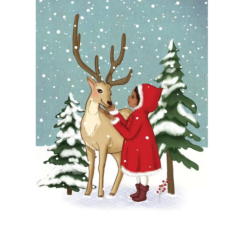 Postkarte Schneehirsch