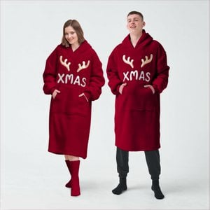 Textino X-MAS - Hoodie 70x110 cm - Adults - Hoodie blanket - Christmas - Biking Red - Red