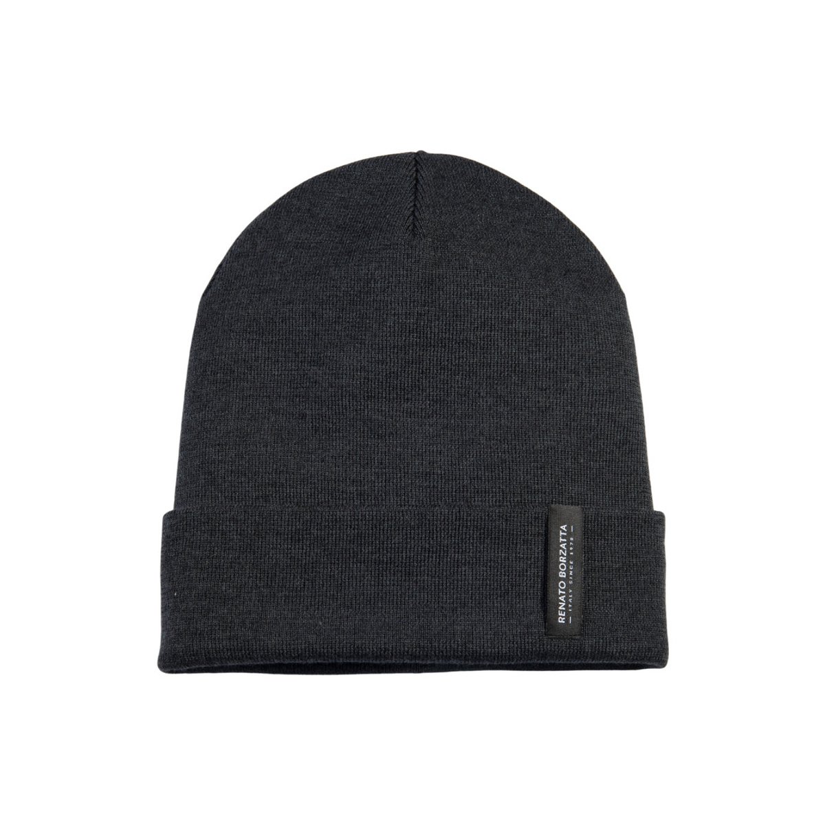 RB5005K | Unisex Cap in Tubular Stockinette Knit CIMONE Wool Blend Made in Italy. Anthracite colour. One size