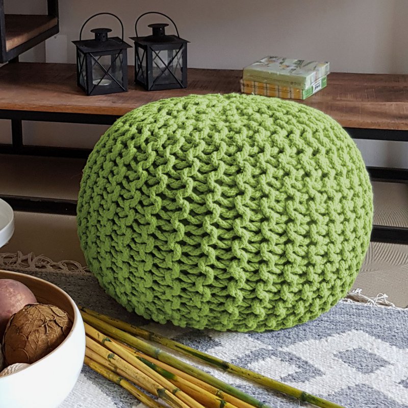 Knitted stool pouf Ø 45 H 30 cm cm seat pouf knitted floor cushion
