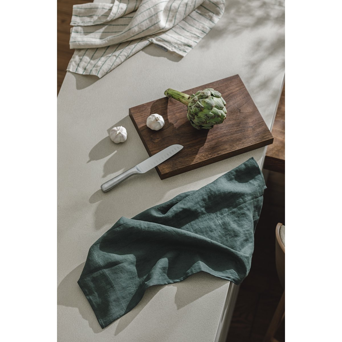 Paño de cocina / Verde bosque, 100% lino