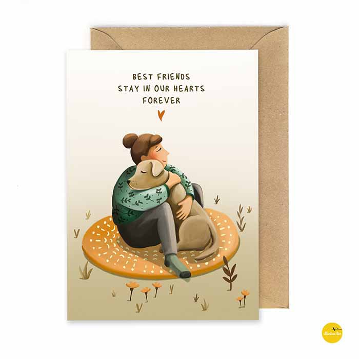 Wenskaart dog friends forever (gevouwen kaart)