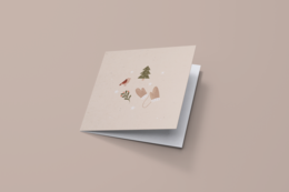 A simple, minimalist greeting card featuring a cute sheep illustration with clouds. The card is suitable for friendship or any occasion.