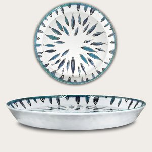 Arca FISH Melamine Ronde Vlakke Serveerschaal met Rand 35x4cm