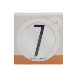 A set of 4 olive green number buttons for kids' hair accessories. The buttons feature the number 7 in a simple, minimalist design.