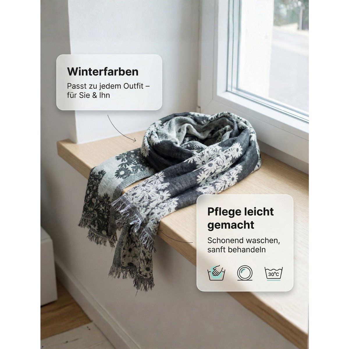 Sunsa dames sjaals, winter sjaalhals gemaakt van katoen en viscose, damesjaals voor herfst/winter, multifunctionele doek als een sjaal/sjaal of stal/schouderdoek