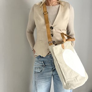 BucketBag heart white (vintage light canvas) NEW